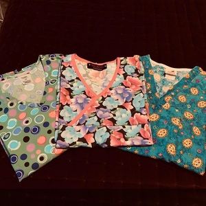 (3)Scrub Tops Various Brands Large